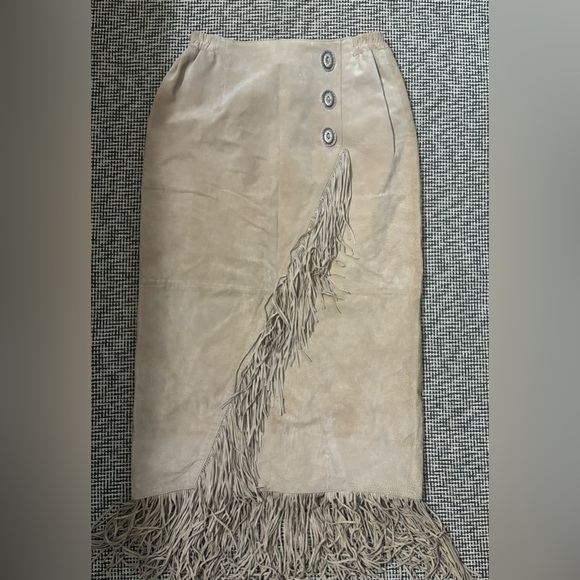 Scully Fringe Leather Festival Skirt with Metal Details